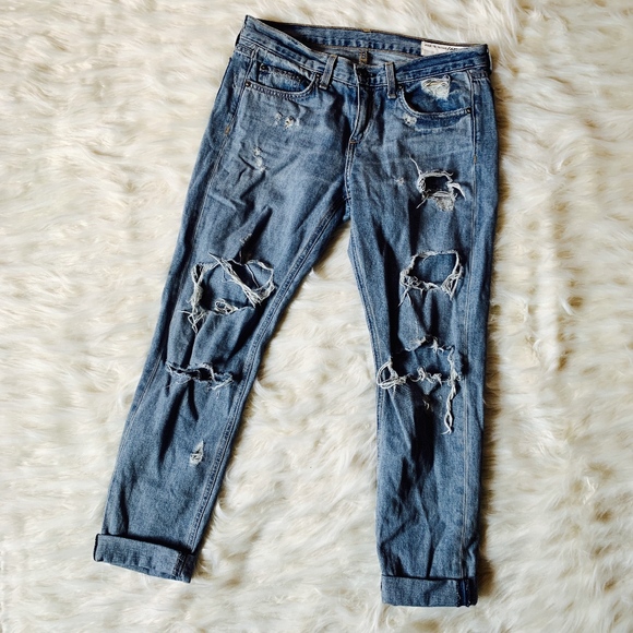 rag & bone Denim - rag & bone Distressed Boyfriend Jeans
